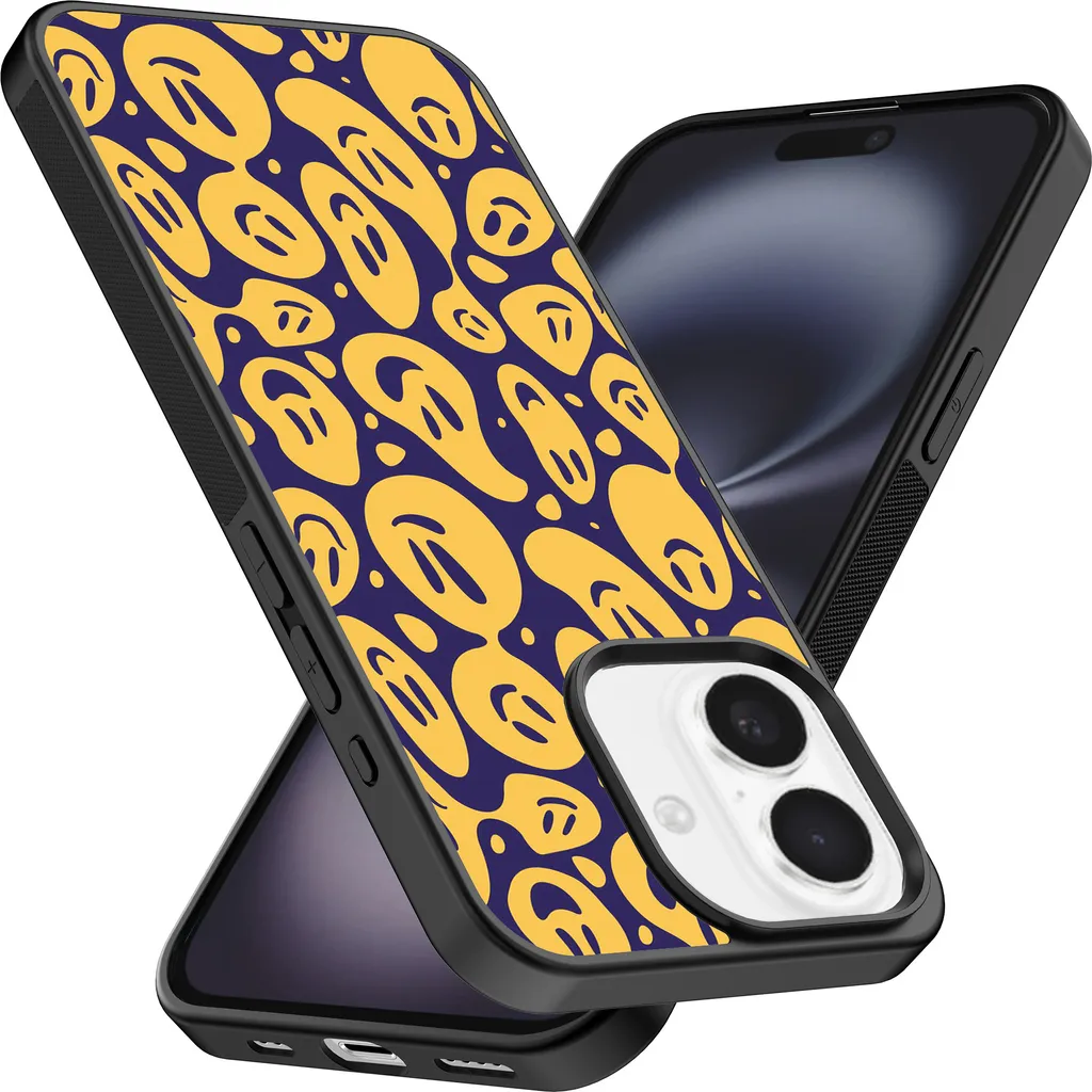 iPhone 16 Plus Cover Smiley Viola Giallo - Smartphonica TPU Case - 2