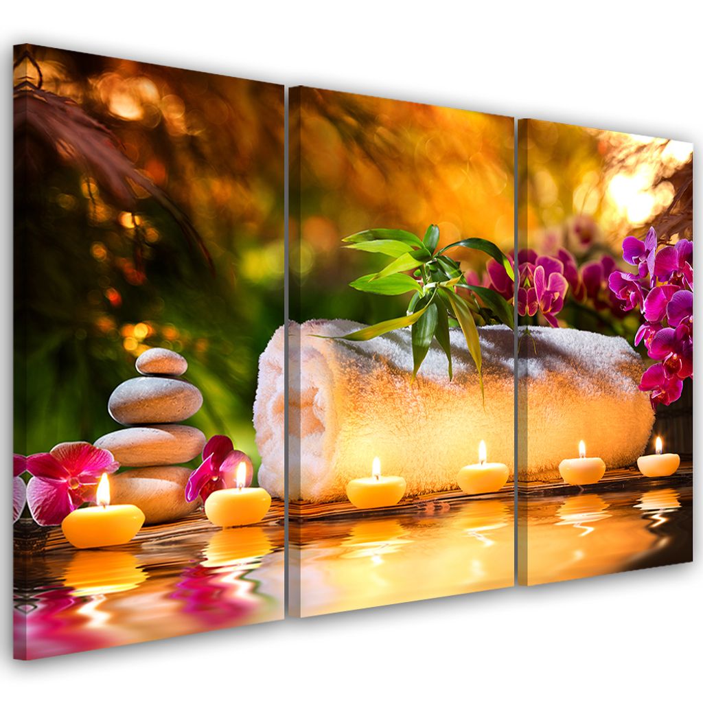 Triptychon auf leinwand religiös - orange 60x40 cm Feeby orange wandbild bereit zum aufhängen