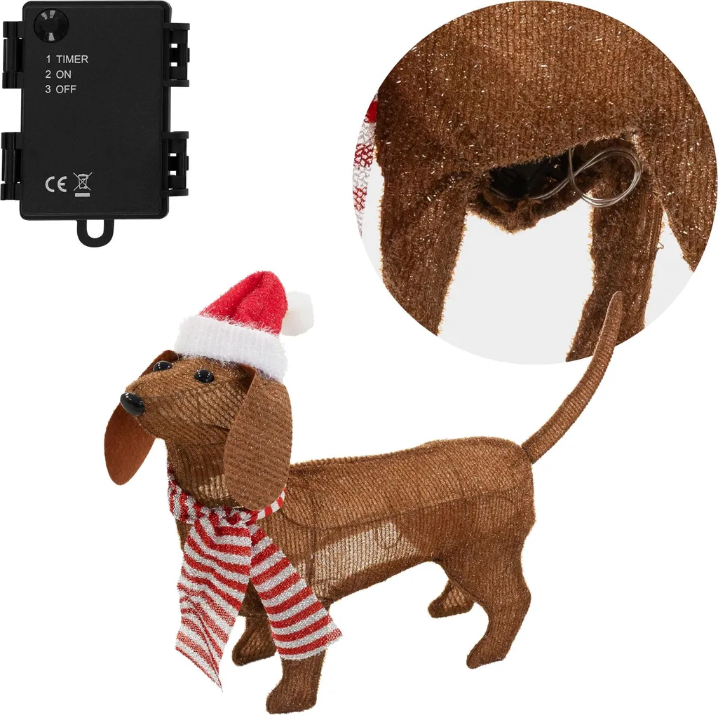 Illumination Jardin Noël Chien 40 LED - Décorer son Extérieur Basic & Co - 6