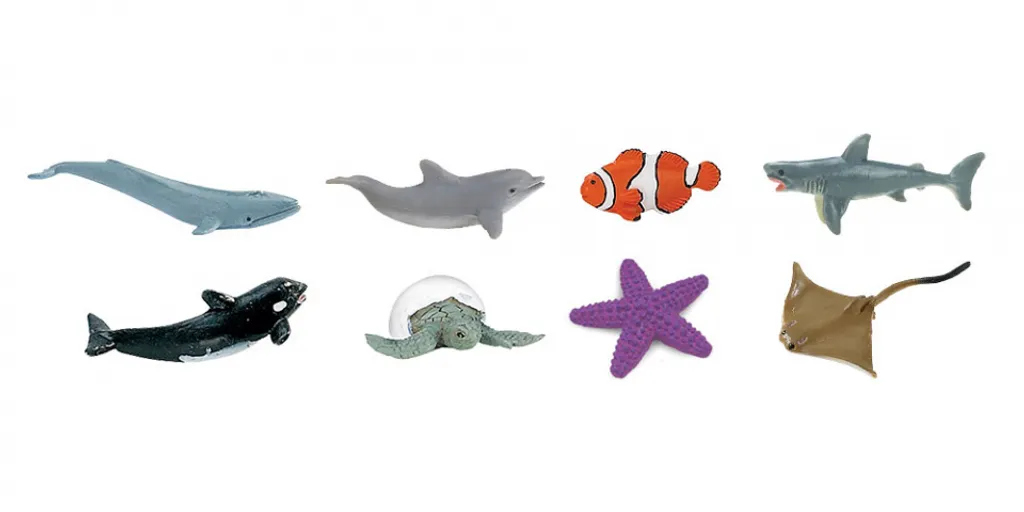 Set de 8 Figurines Safari Océan 2 cm - Miniatures Souples en Caoutchouc