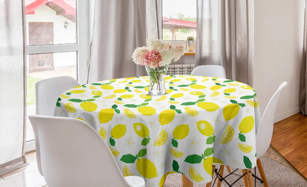 Tovaglia Rotonda Limoni 150cm ABAKUHAUS per Cucina e Sala da Pranzo