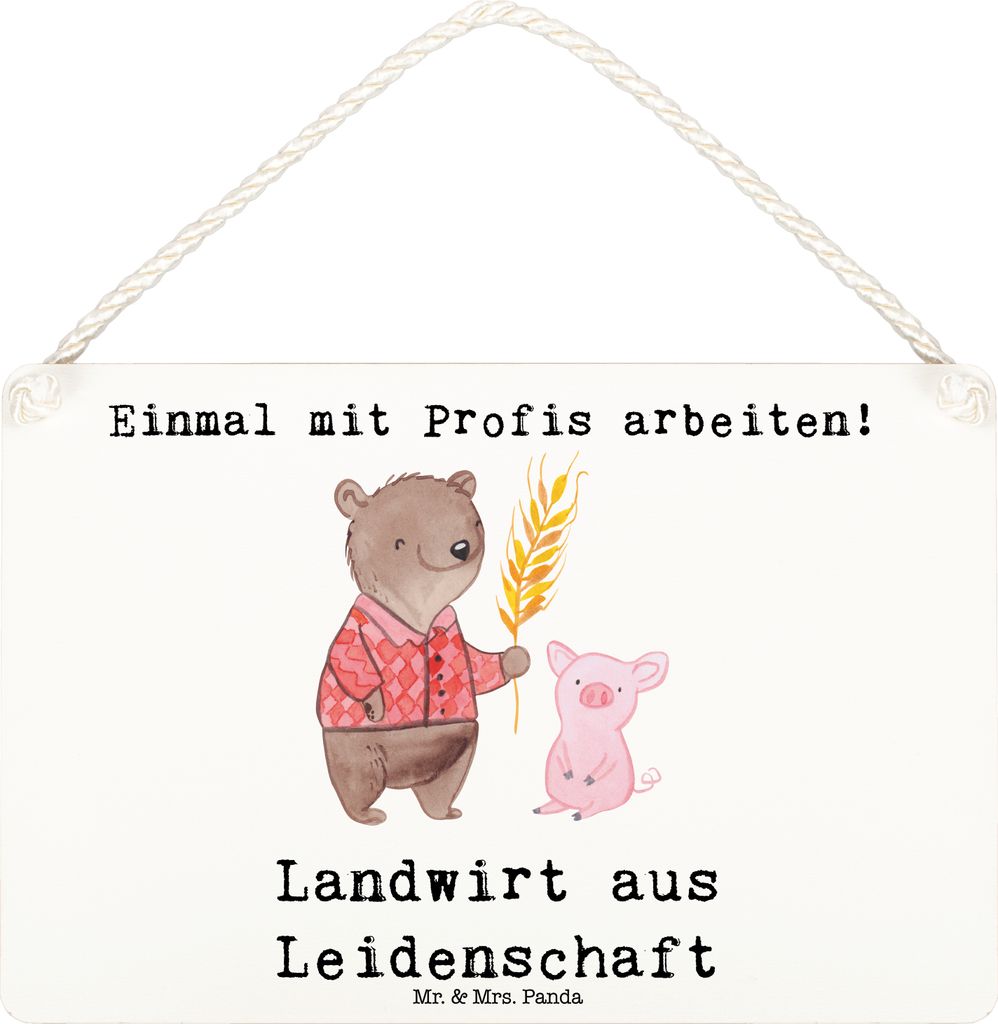Mr. & Mrs. Panda Deko Schild Landwirt Leidenschaft DIN A6 - Weiß - Geschenk, Holzschild, Agronom, Bauernhof, kleine aufmerksamkeit, Lustig, Spruch...