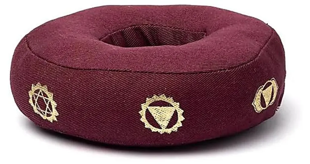 Coussin Bol Chantant Aubergine Brodé 7 Chakras - Format 13x5 cm Rigide