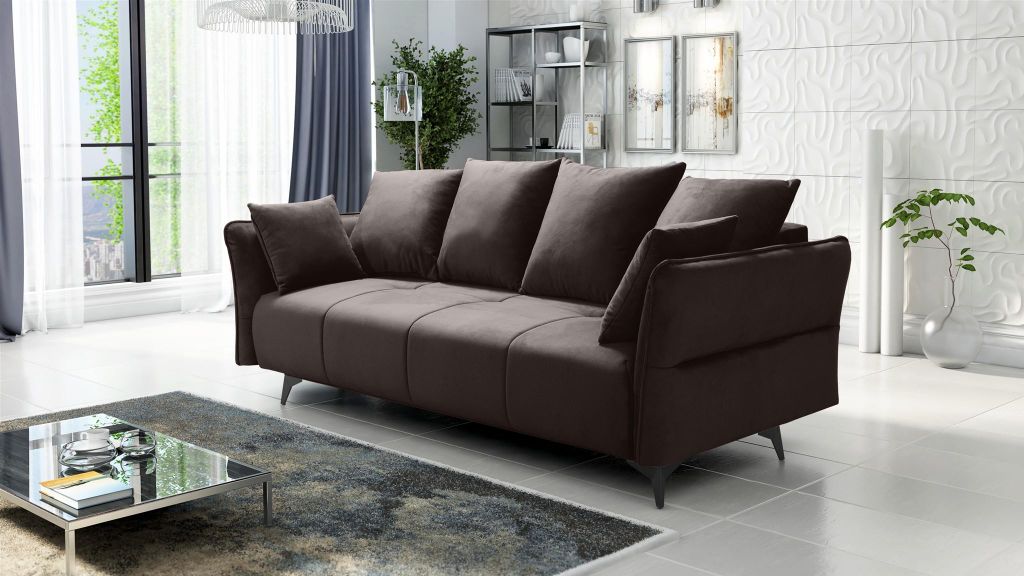 Schlafsofa Sofa 3-Sitzer SADIE Stoff Element Braun Produktbild 