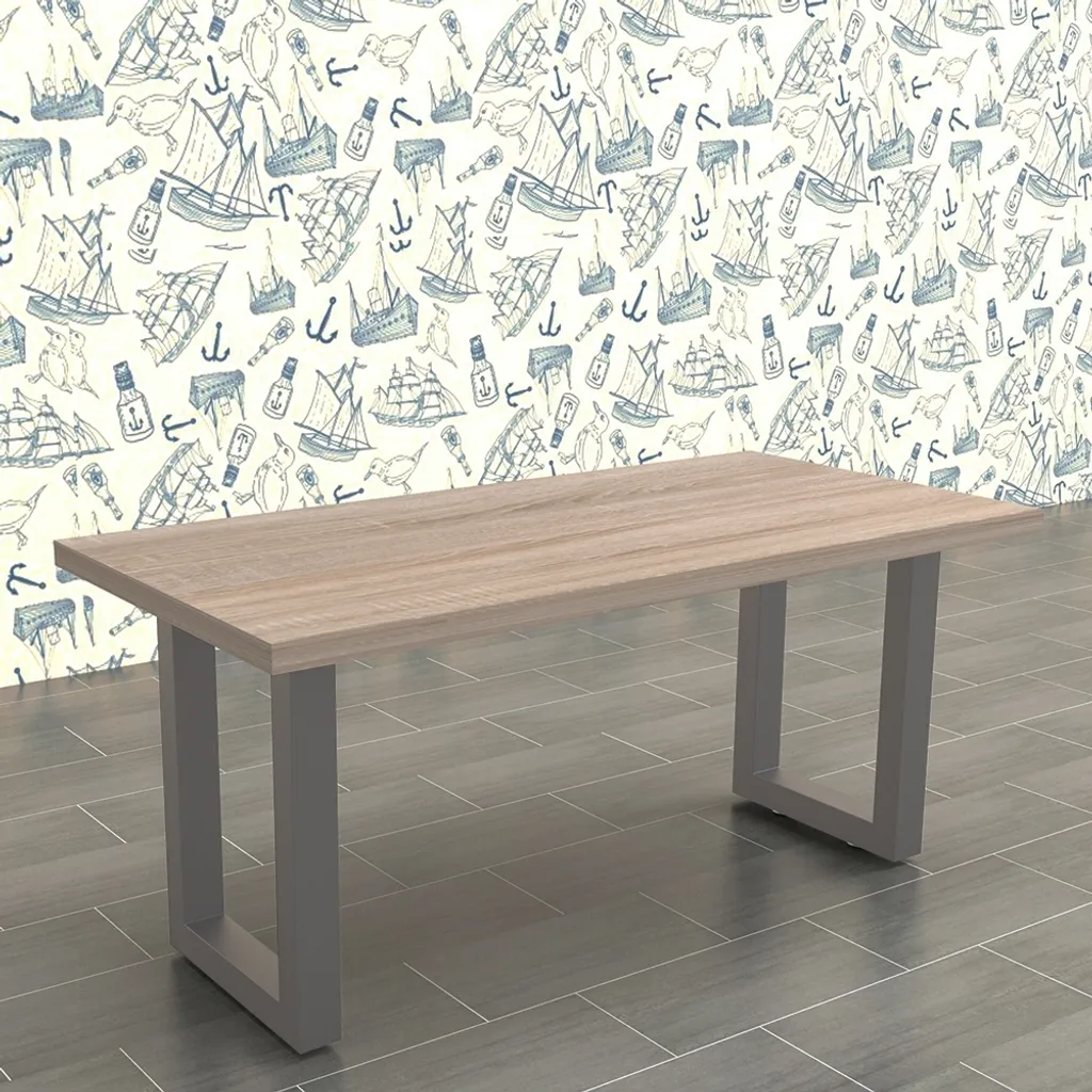 Patins de Table en Acier 40x43 cm avec Protections Sol - Finition Grise