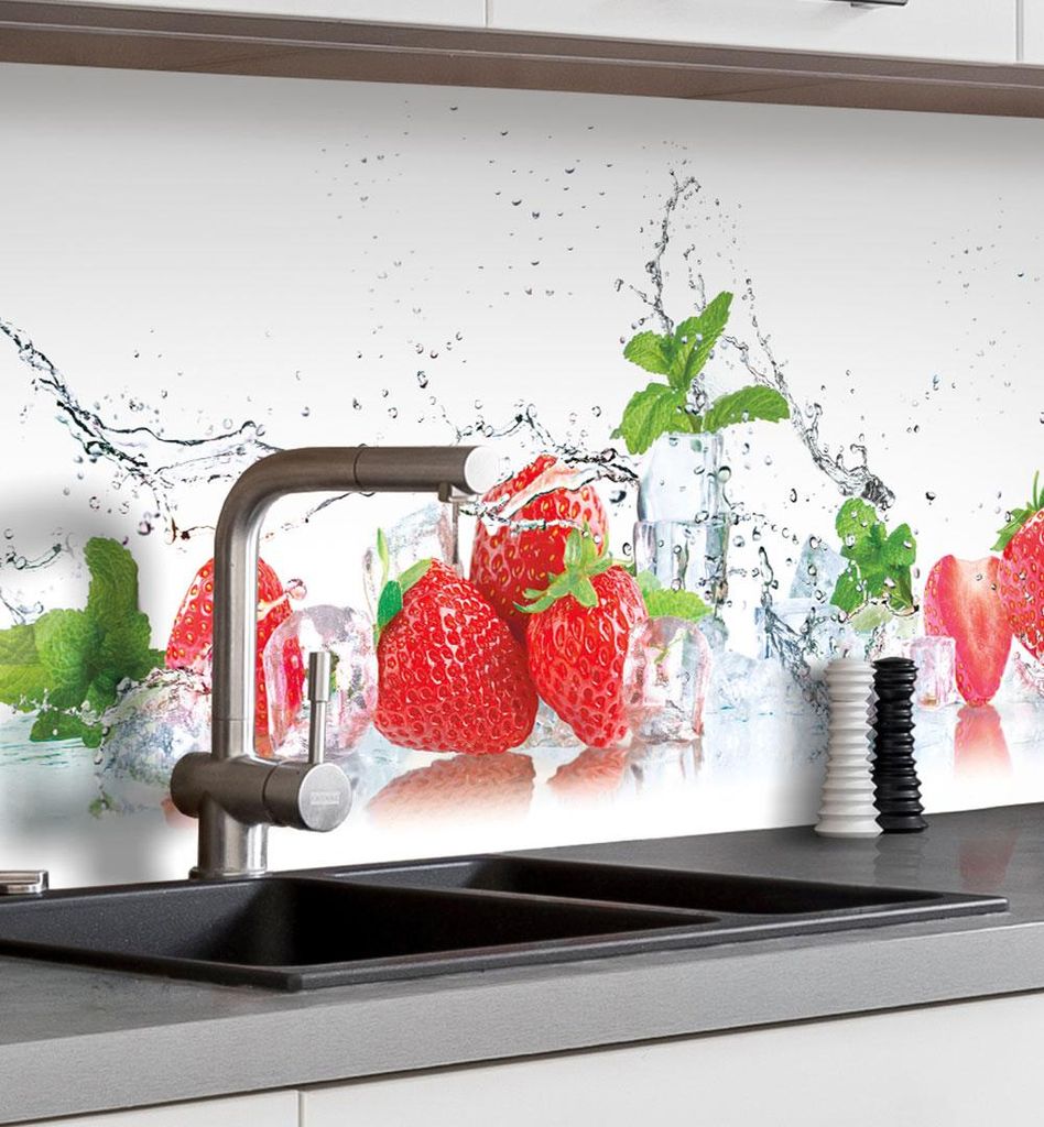 Küchenrückwand selbstklebend Erdbeeren Spritzschutz Folie 60 x 60cm
