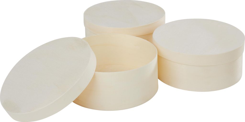 VBS Spanschachtel "Rund", Ø 12 cm, H 5 cm, 3 Stück