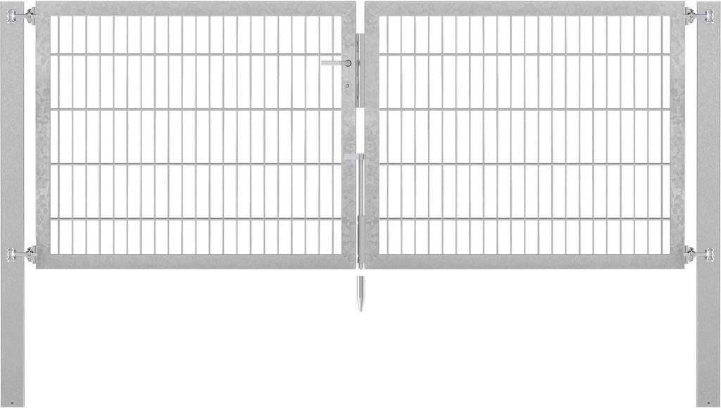 Alberts Doppeltor Flexo Plus mit Zubehör, zum Einbetonieren, feuerverzinkt, Breite 250 cm, Höhe 100 cm, Pfostenstärke 100 x 100 mm