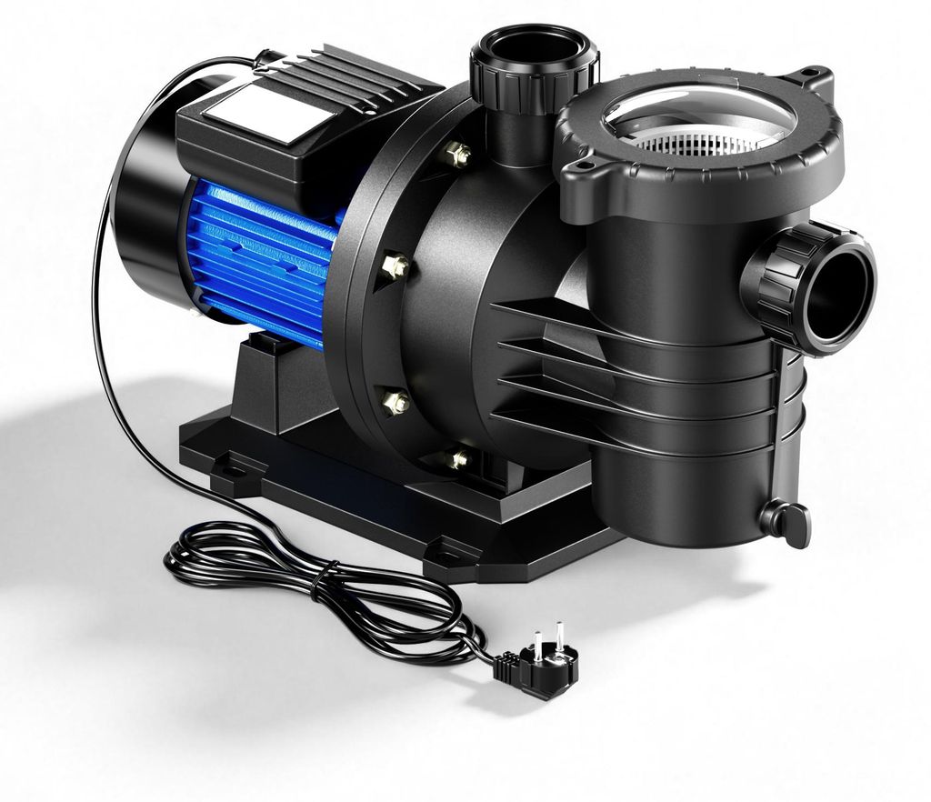 Wiltec Poolpumpe 18600 l/h 750 W für 74-110m³ Pools, Schwimmbadpumpe mit 13 m Förderhöhe, Umwälzpumpe für Schwimmbecken