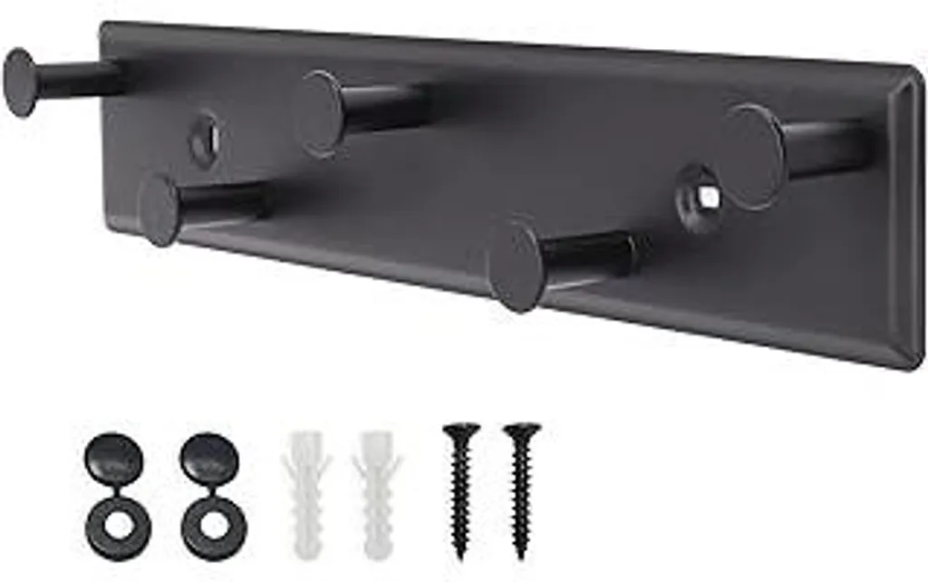 Appendiabiti Parete Design Industriale Nero 5 Ganci in Metallo