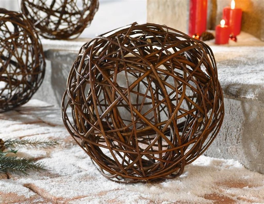 Boule décorative en osier naturel, Ø 30 cm, boule en osier Image du produit 