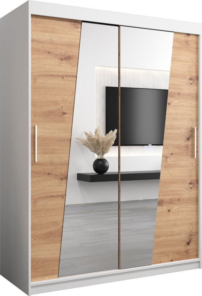 Kleiderschrank, Schiebetürenschrank Schlafzimmer, Schrank mit Spiegel RHOMB 150 cm