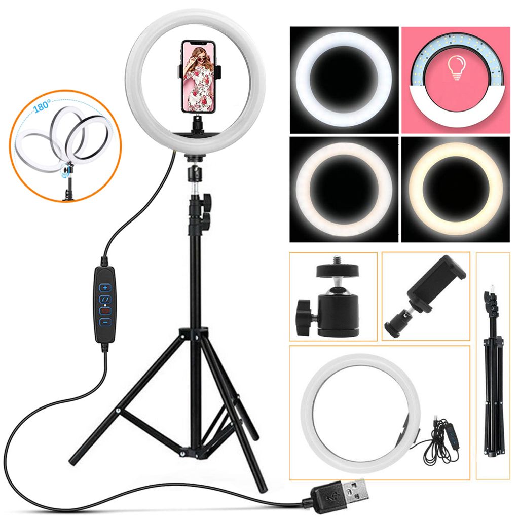 12'' LED Ring Licht Handyhalter Kit Selfie Fotografie Beauty Lampe mit Stativ A+ 