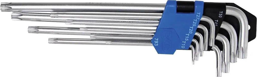 Clés mâles coudées T10-50 BGS 793 pour vis difficiles d'accès - 9 pcs - 8