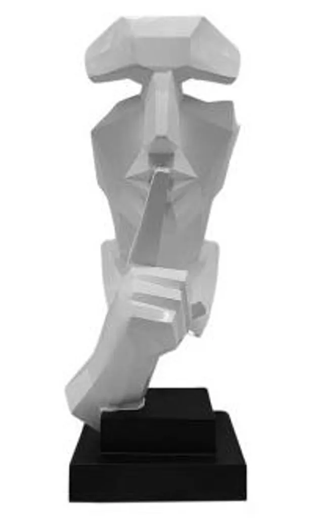 Statue Mr Chut Blanc INITIAL en Résine - Design Minimaliste 30cm Haut