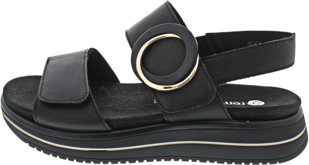 Remonte Damen Leder Sandale Klett Goldakzente D1J63, Produktbild 