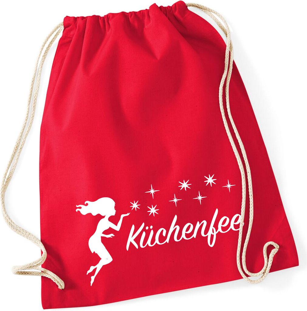 Huuraa Turnbeutel Küchenfee Sternenstaub 12 Liter Classic Red Baumwolle Rucksack Geschenkidee