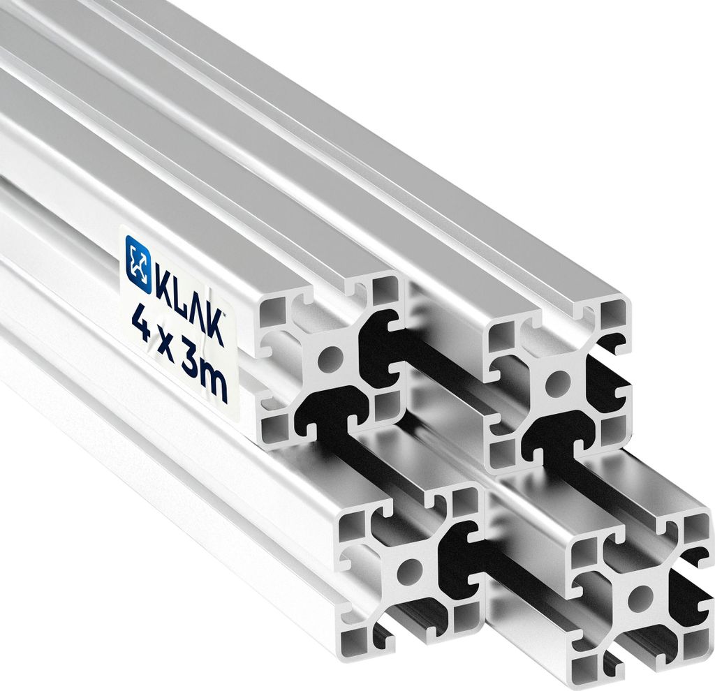 KLAK 40 - Aluprofil 4 Stück 40x40mm 3m System-, Montage-, Konstruktionsprofil Nut 9