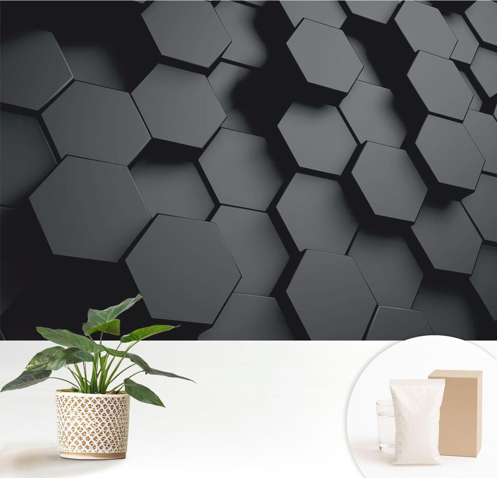 Fototapete - 152x104 cm - Tapete - Wandtapete - Wandbilder - Dekofolie - Tapete Folie - Wand - Dekoration - Wohnzimmer - 3D-Sechsecke