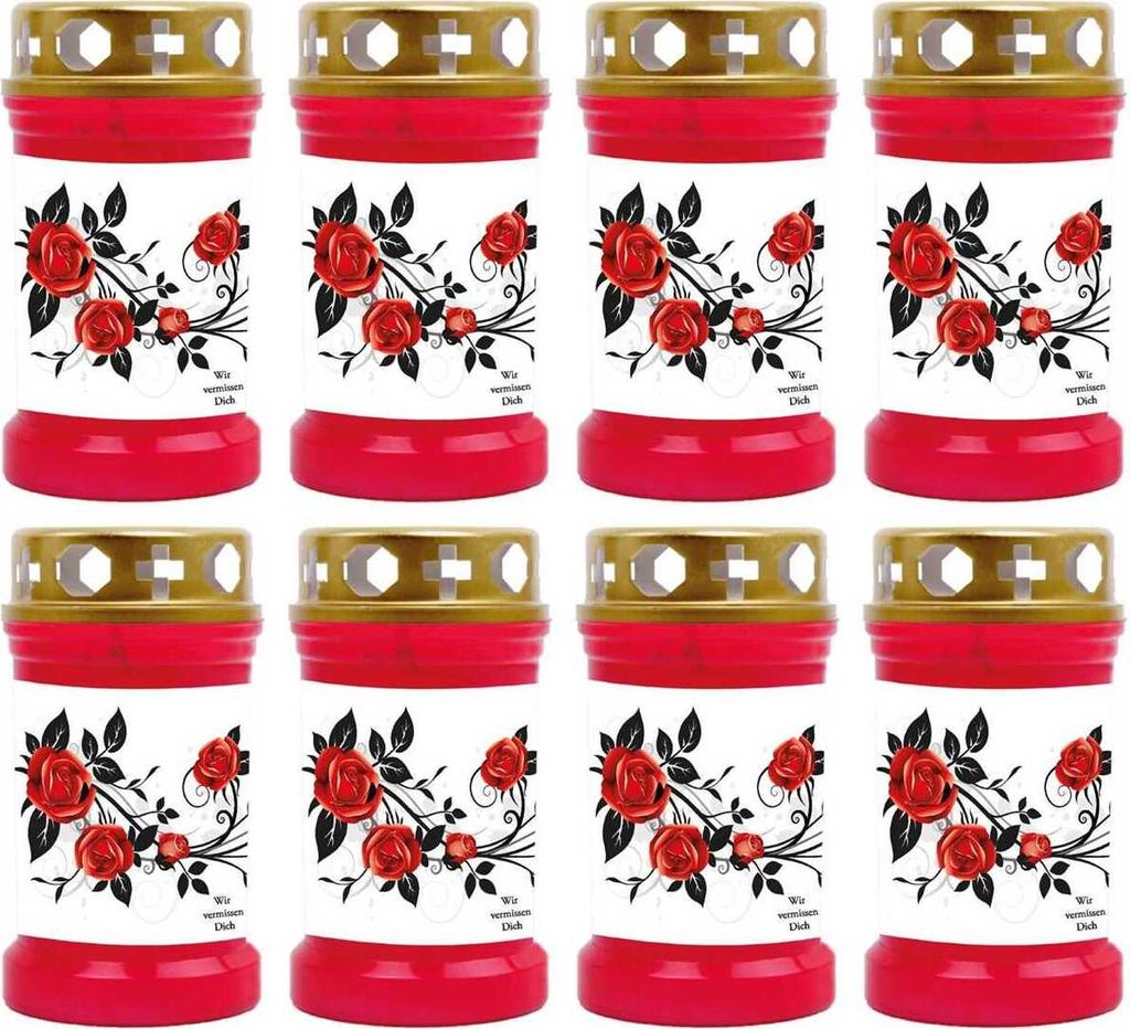 Grabkerze Rot 8er Pack, Brenndauer: 40 Stunden ( je Kerze Produktbild 