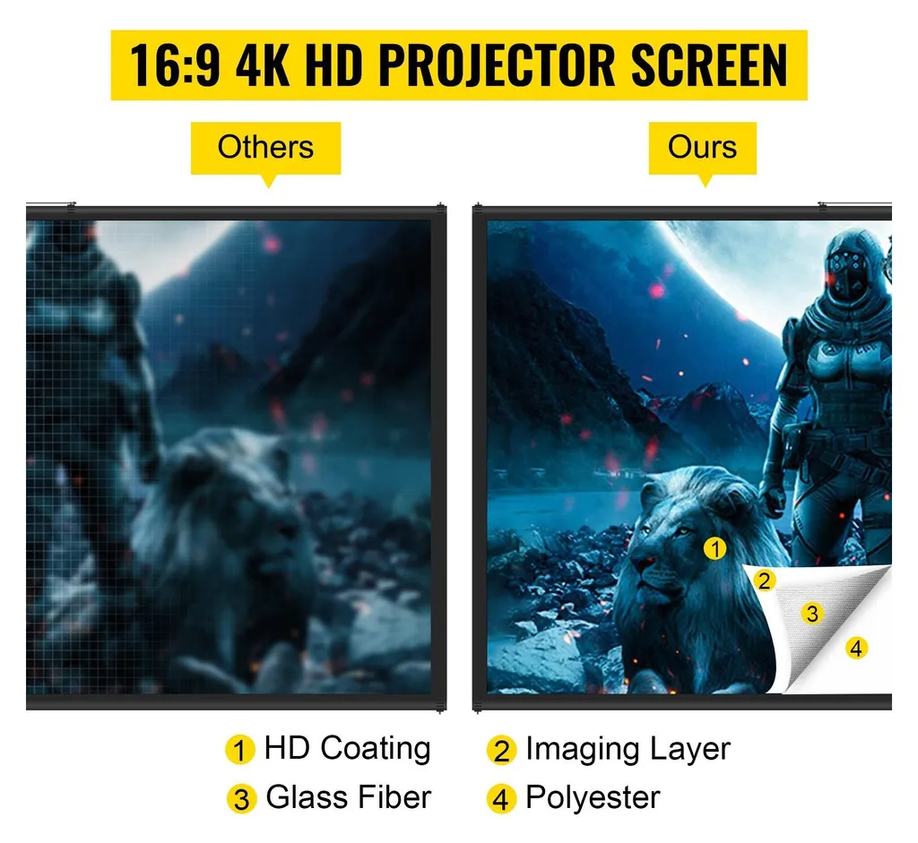 Écran de projection anti-plis avec trépied stable - Format 16:9
