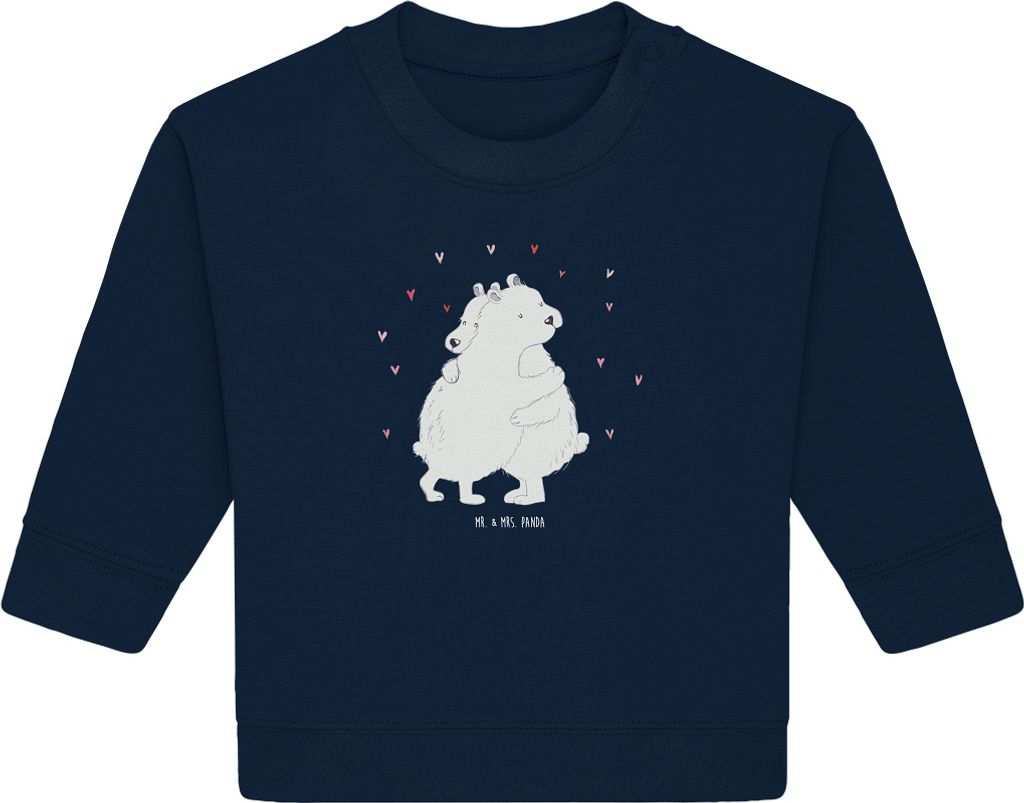 Mr. & Mrs. Panda Organic Baby Pullover Eisbär Umarmen 6. - 12. Monat - French Navy - Geschenk, Lustige Sprüche, Bullover