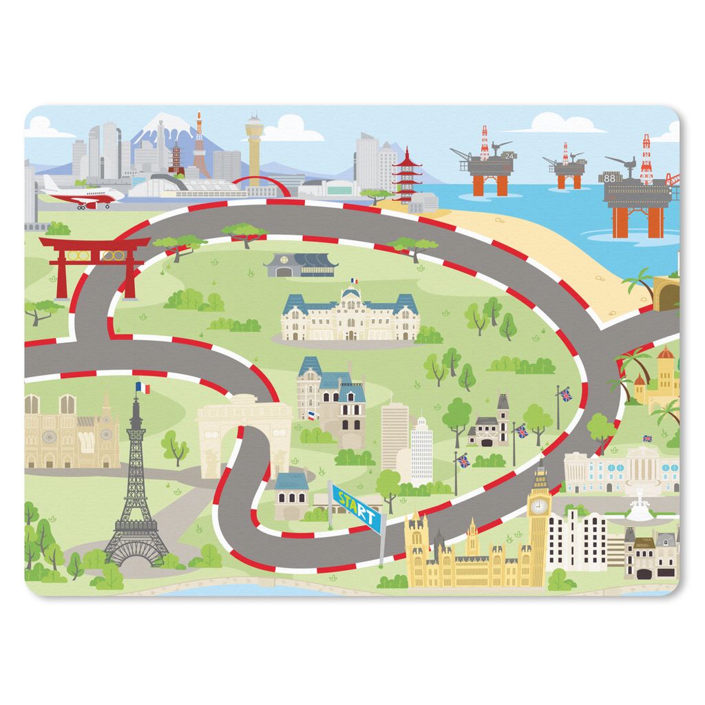 MuchoWow Mauspad Mousepad Rennstrecke - Kinder - Auto 23x19 cm - Mousepads - Maus Mat - Pad - Mausunterlage - Schreibtischunterlage - Mauspad