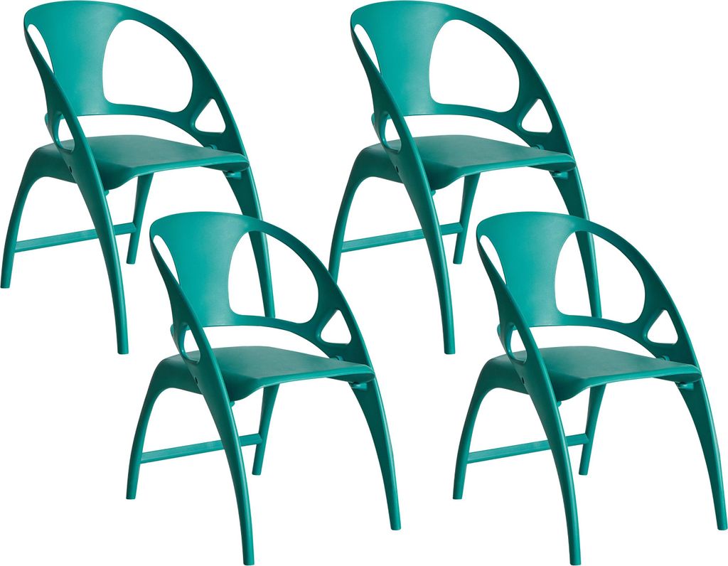 BELIANI Gartenstuhl 4er Set Blaugrün Kunststoff Zusammenkappbar Modernes Design Plastikstuhl Innen- & Außen Klappstuhl Esszimmerstuhl Kunststoffs...