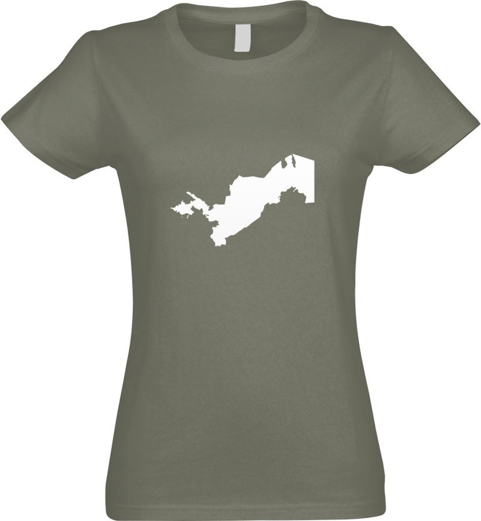 Kiwistar - T-Shirt tailliert - Damen - Olive - Usbekistan Umriss Kontur - mit Motiv Bedruckt - Funshirt Design - Sport - Freizeit - Damen - M