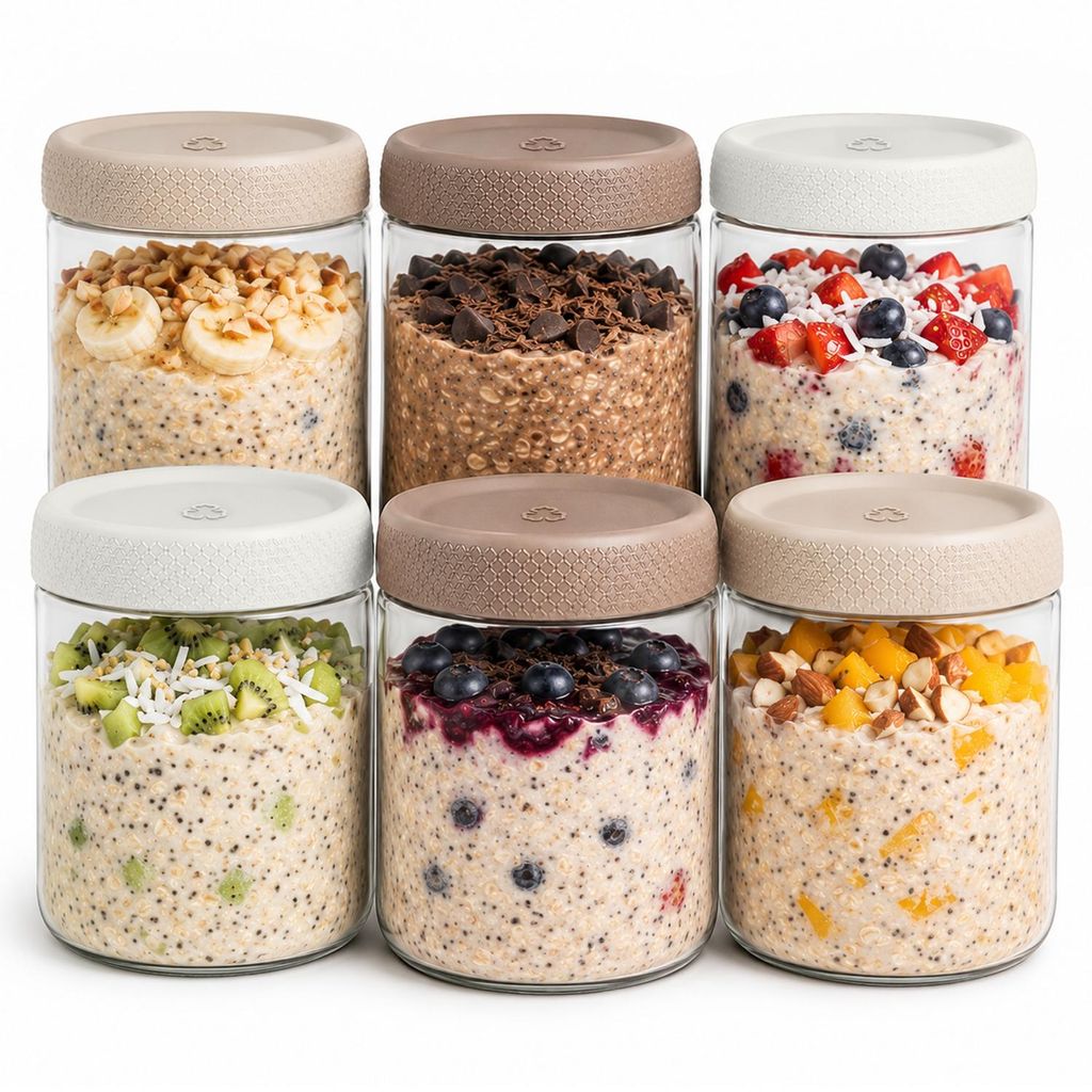 Deleca Overnight Oats Gläser 6er Set 500 ml, Vorratsgläser Produktbild 