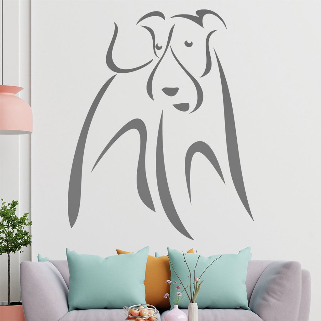 Hund Linien - Hunde Wandtattoo in 6 Größen - Wandaufkleber Wall Sticker - Dekoration, Küche, Wohnzimmer, Schlafzimmer, Badezimmer