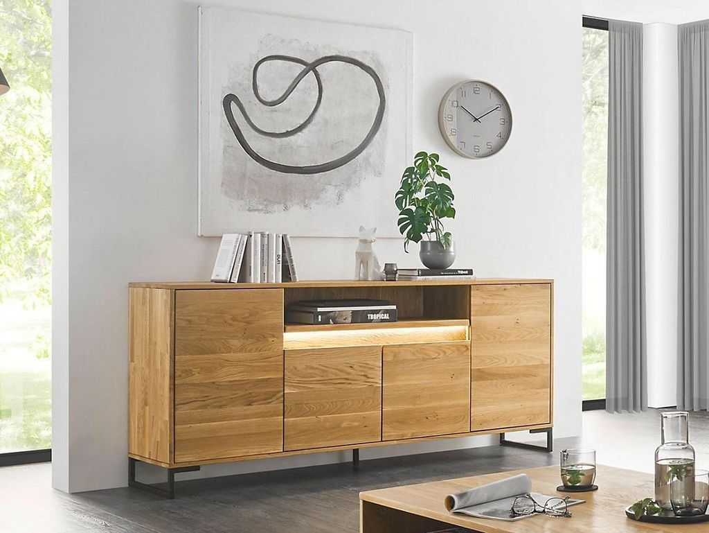Sideboard inkl.Beleuchtung 180cm "Ohio" Wildeiche massiv