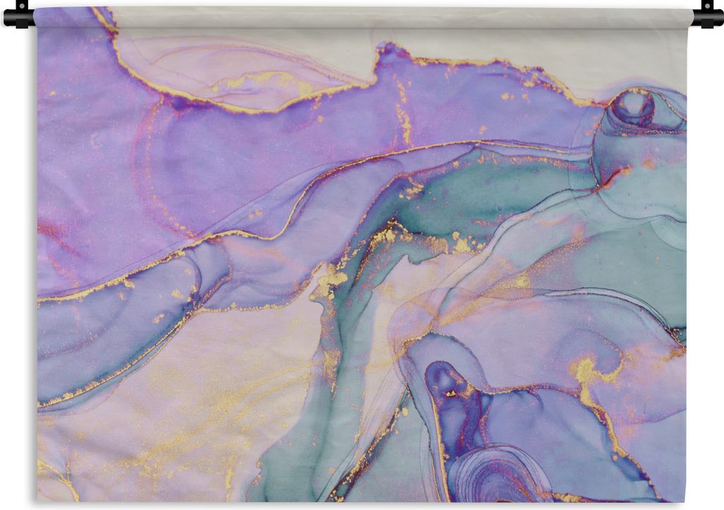 MuchoWow Wandteppich Wandbehang Gold - Marmor - Lila 60x45 cm Tapisserie Dekoration Wandtuch - Das Schlafzimmer