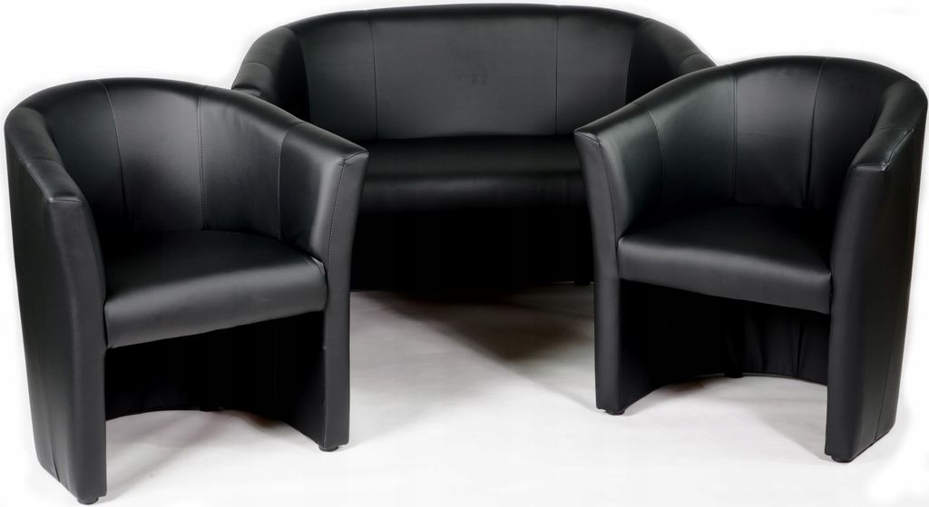 Couchgarnitur - Sofa Set - Schwarz - Kunstleder - 2 Sitzer Produktbild 