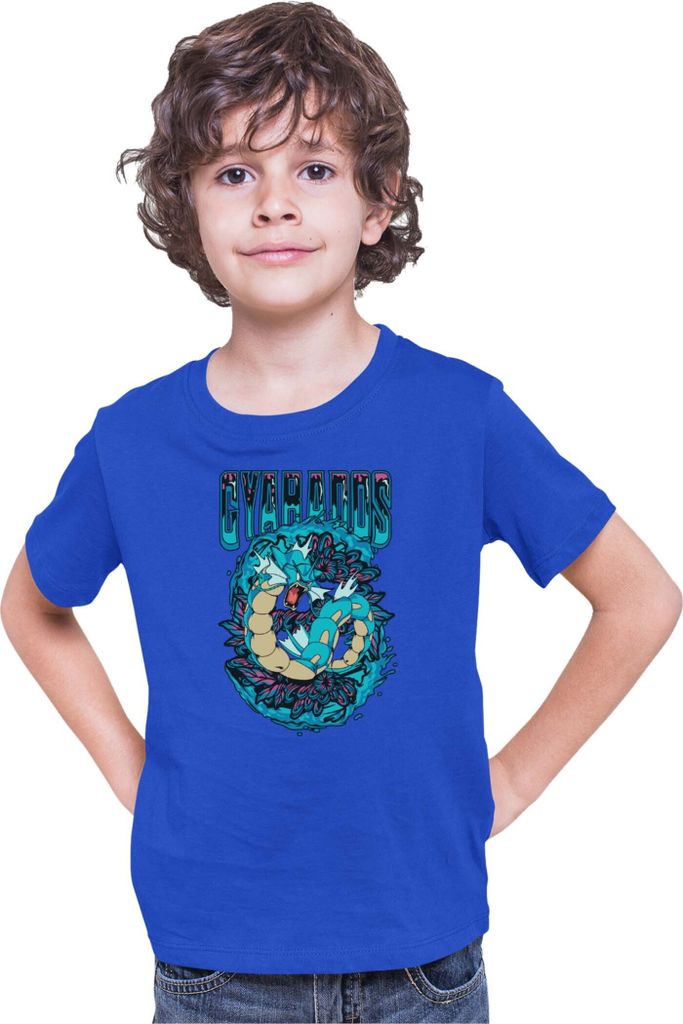 Kinder T-Shirt Japan Anime Manga Pokemon Gyarados, 7-8 Jahr - 128 / Blau