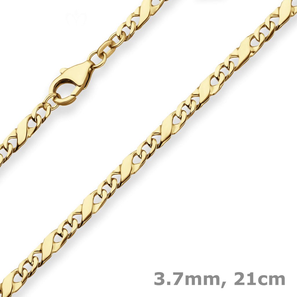 3,7mm Armband Dollarkette Goldarmband Armschmuck aus 585 Gold Gelbgold 21cm