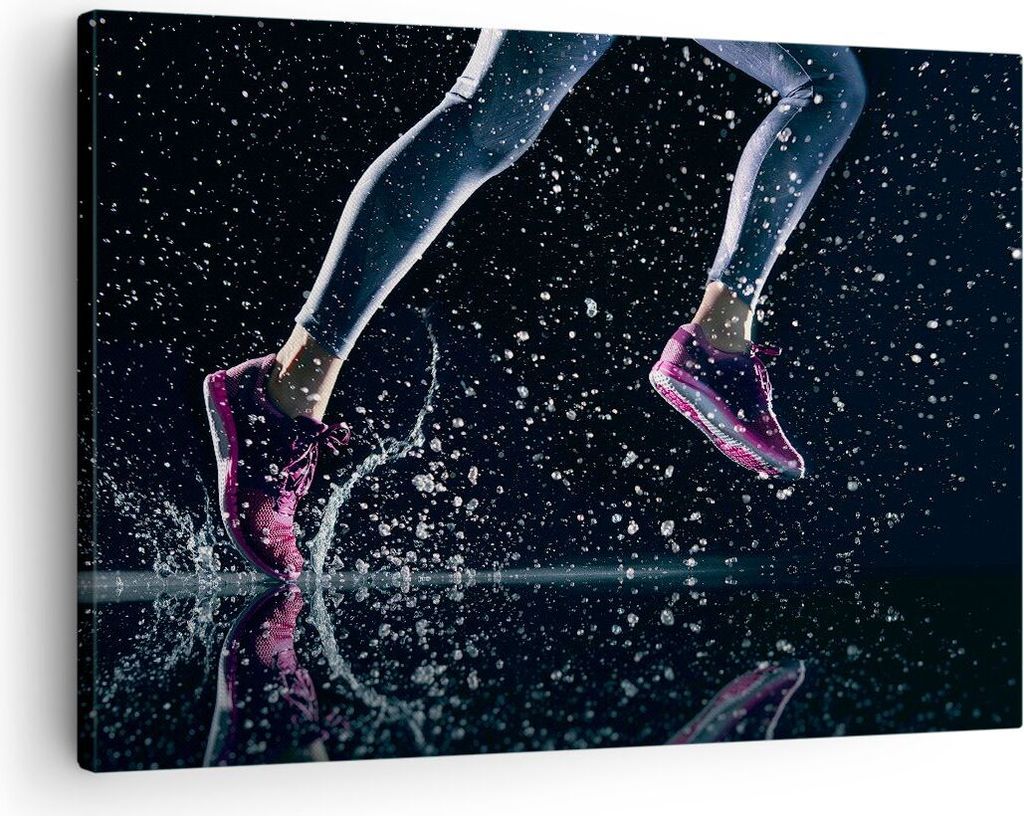 Bild auf Leinwand - Leinwandbild - Laufen Lifestyle Leichtathletik Schuhe - 70x50cm - Wand Bild - Wanddeko - Leinwanddruck - Bilder - Kunstdruck - ...