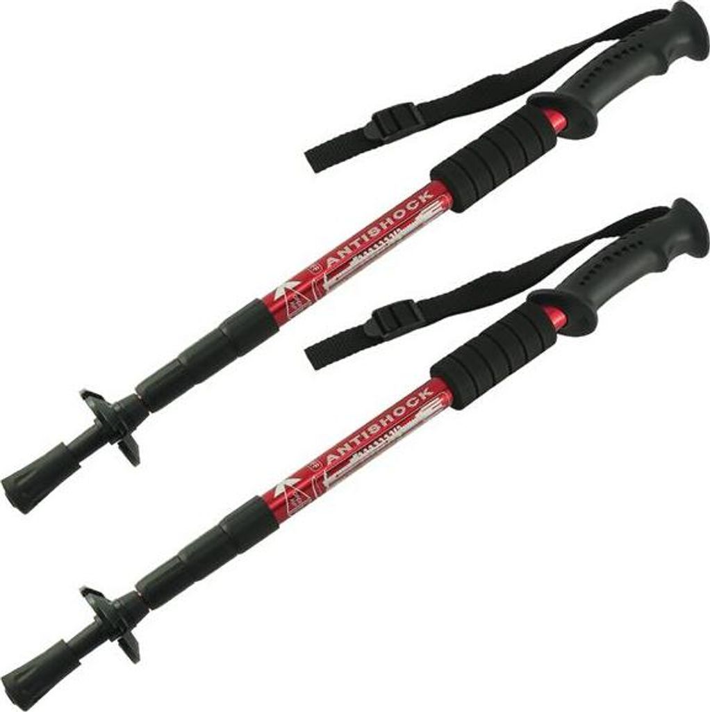 MidGard Teleskop Nordic Walking Stöcke, 50 -110 cm höhenverstellbar, Antischock Dämpfung, Wanderstöcke Rot 2 Stk.