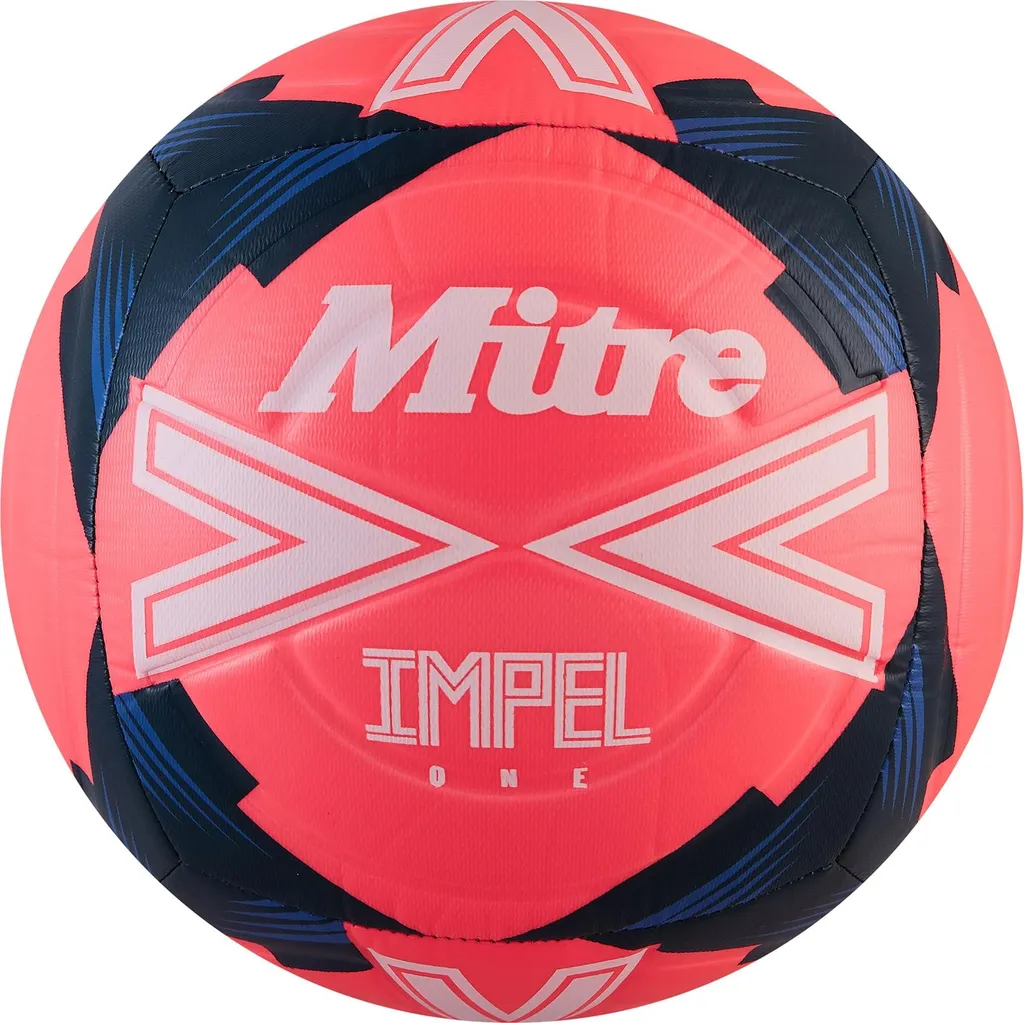 Ballon de Foot Mitre Impel One Rose Blanc Bleu - Taille 4 pour Enfant