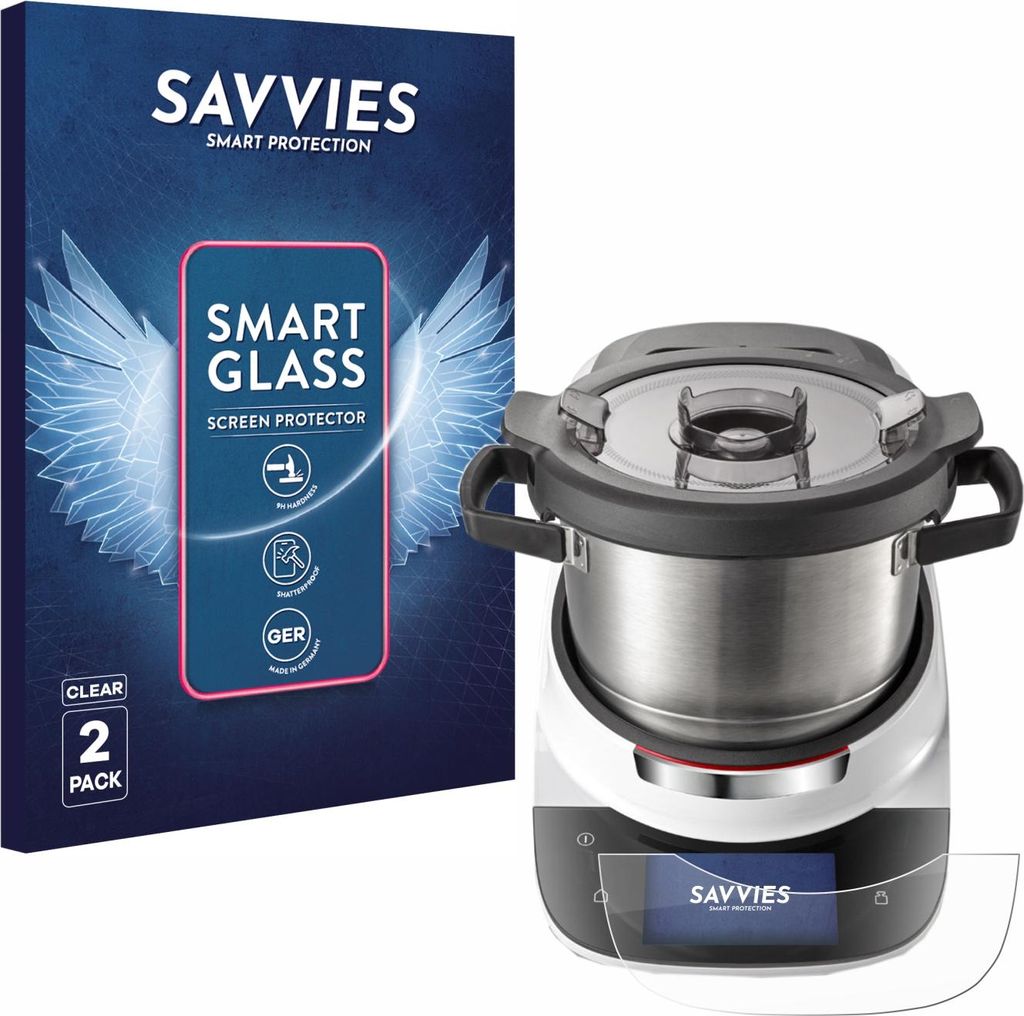2x Savvies Schutzglas Folie für Bosch Cookit 9H Panzer Schutzfolie Glas Displayschutz klar transparent