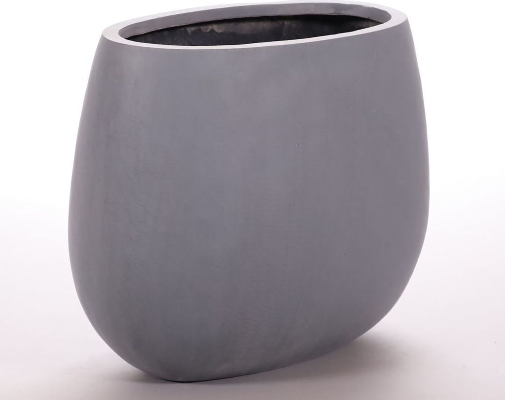 Elegant Einrichten | Pflanzkübel | Fiberglas | oval | 31x17x26cm | grau.