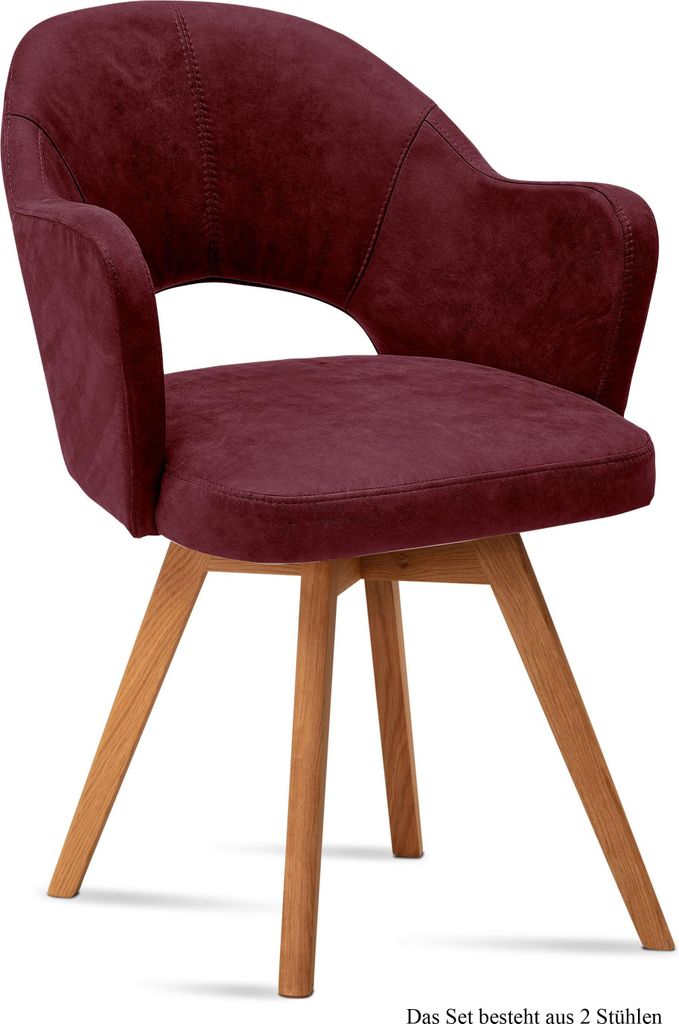 Armlehnstuhl (2er-Set) Dolly 59x87x61 Eiche geölt/Marsala