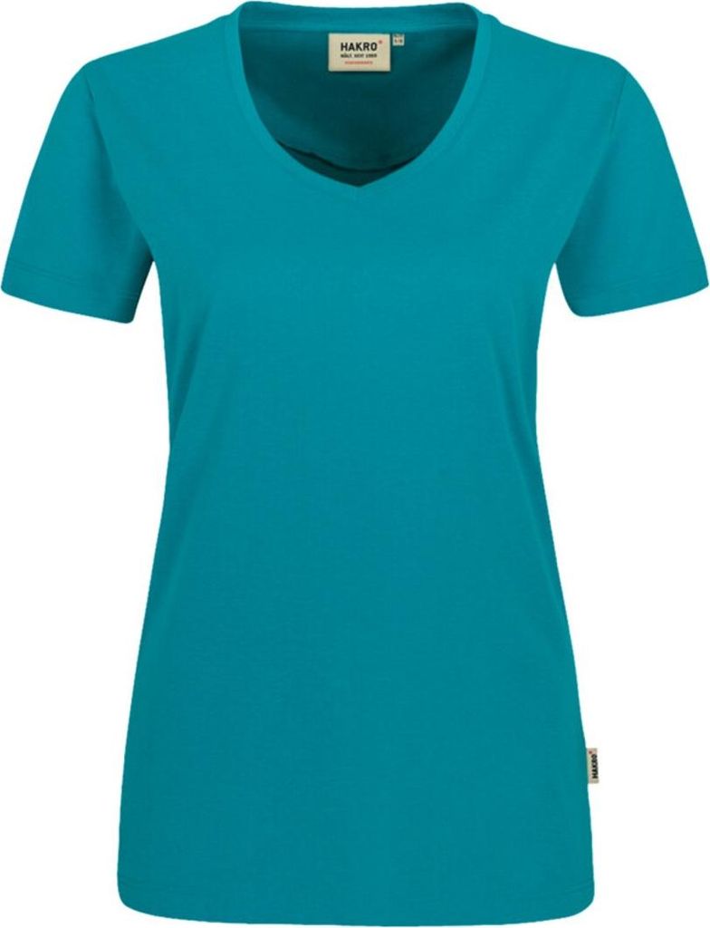 HAKRO Damen V-Shirt Mikralinar 181, smaragd, L