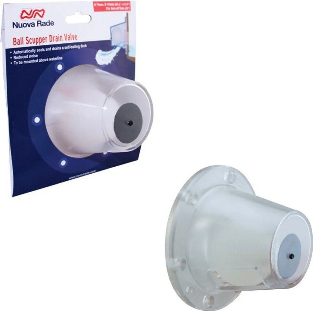 Vanne Ball Scupper 114 mm Anti-Retour Blanche pour Évacuation Marine