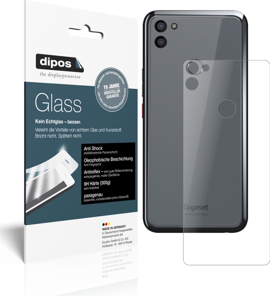 1x Schutzfolie für Gigaset GS5 Rückseite matt - Anti-Shock 9H Folie dipos Glass Kunststoffglas
