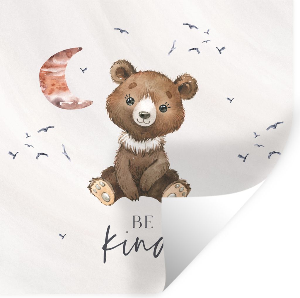 MuchoWow Wandtattoo Wandsticker Wandaufkleber Sprichwörter - Kind sein - Kinder - Teddybär - Aquarell 80x80 cm Selbstklebend und Repositionierb...