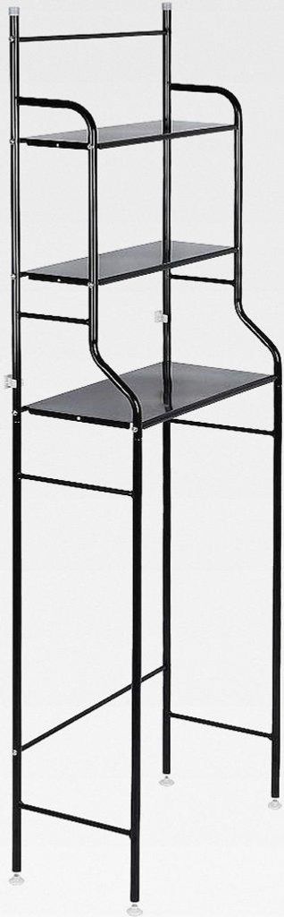 Toilettenregal Waschmaschinenregal Badezimmerregal mir Haken, 3 Etagen (Schwarz)