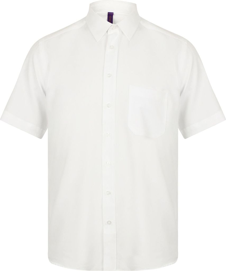 Henbury Herren Hemd, kurzärmlig RW2698 (Medium) (Weiß)