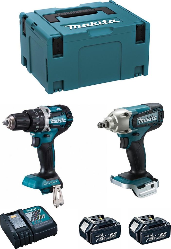 MAKITA Kit MK220RTJ (DHP484 + DTW190 + 2 x 5,0 Ah + DC18RC + MAKPAC 3)