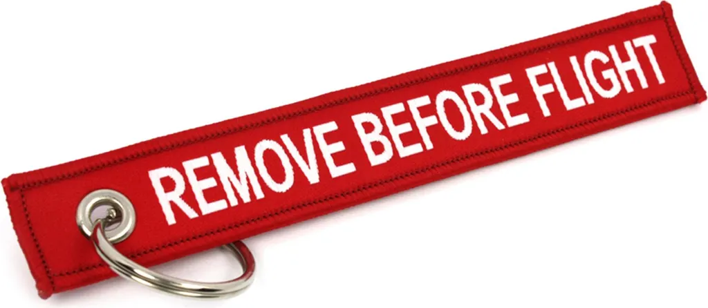 Flamme Porte-clés Brodé Remove Before Flight Jettag Haute Qualité
